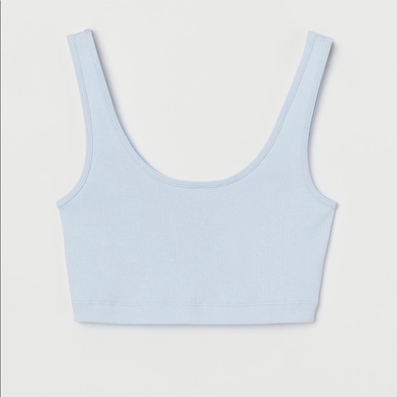 H&M - Cotton Crop Top in Light Blue - Picture 1 of 4